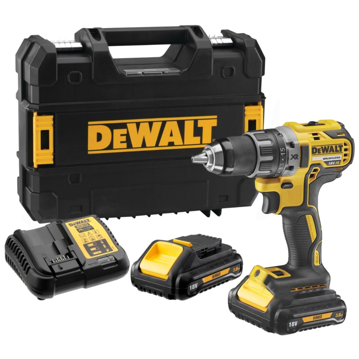Аккумуляторная дрель-шуруповерт DEWALT DCD791L2T, 18 В, 2000 об/мин, с 2 АКБ 3 Ач и ЗУ, в кейсе TSTAK (DCD791L2T-QW)