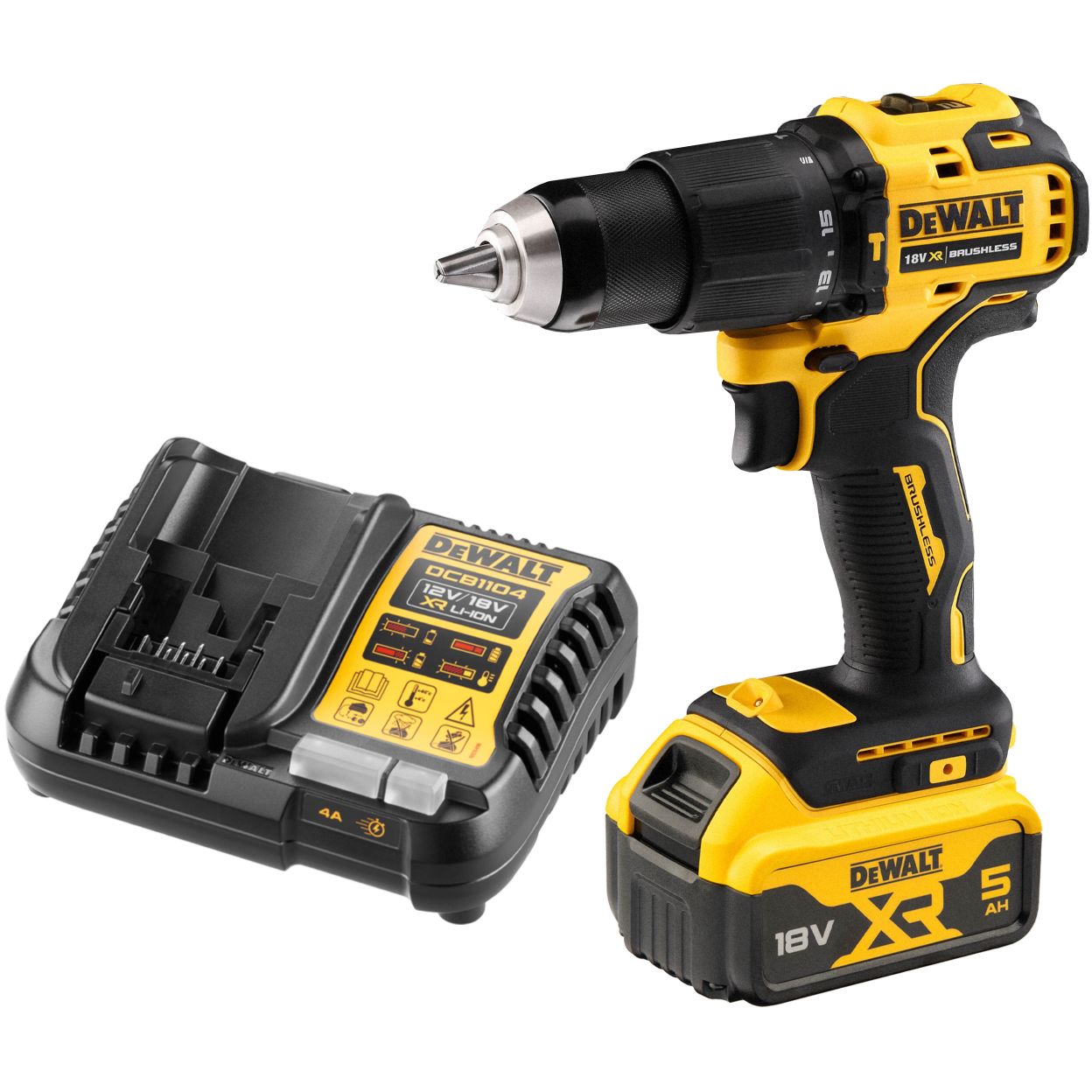 Аккумуляторная дрель-шуруповерт DEWALT DCD709P1, 18 В, 1650 об/мин, 28050 уд/мин, с АКБ 5 Ач и ЗУ (DCD709P1N-XJ)