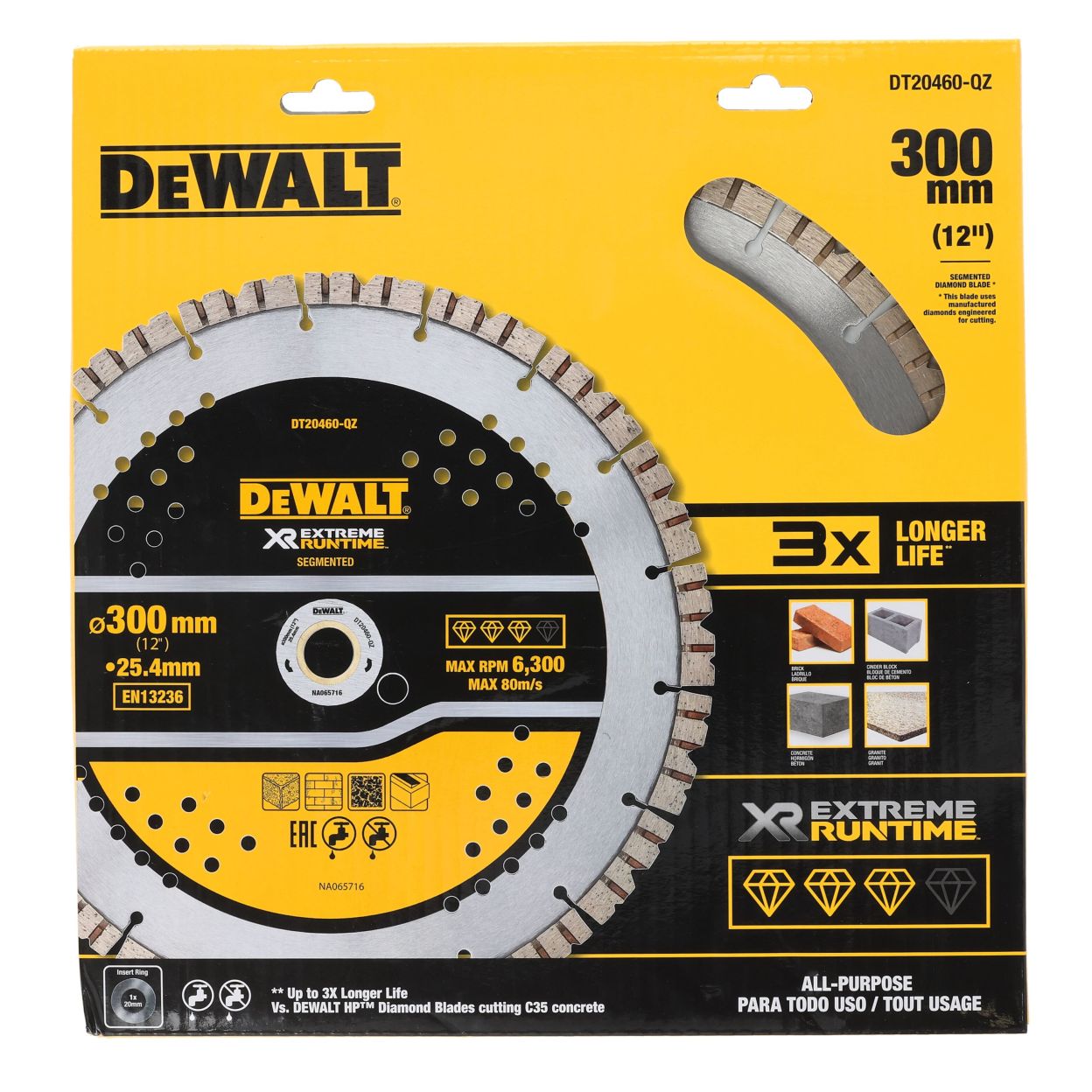 Диск алмазный DEWALT DT20460, по бетону, 300х25.4х1 мм, 1 шт. (DT20460-QZ)