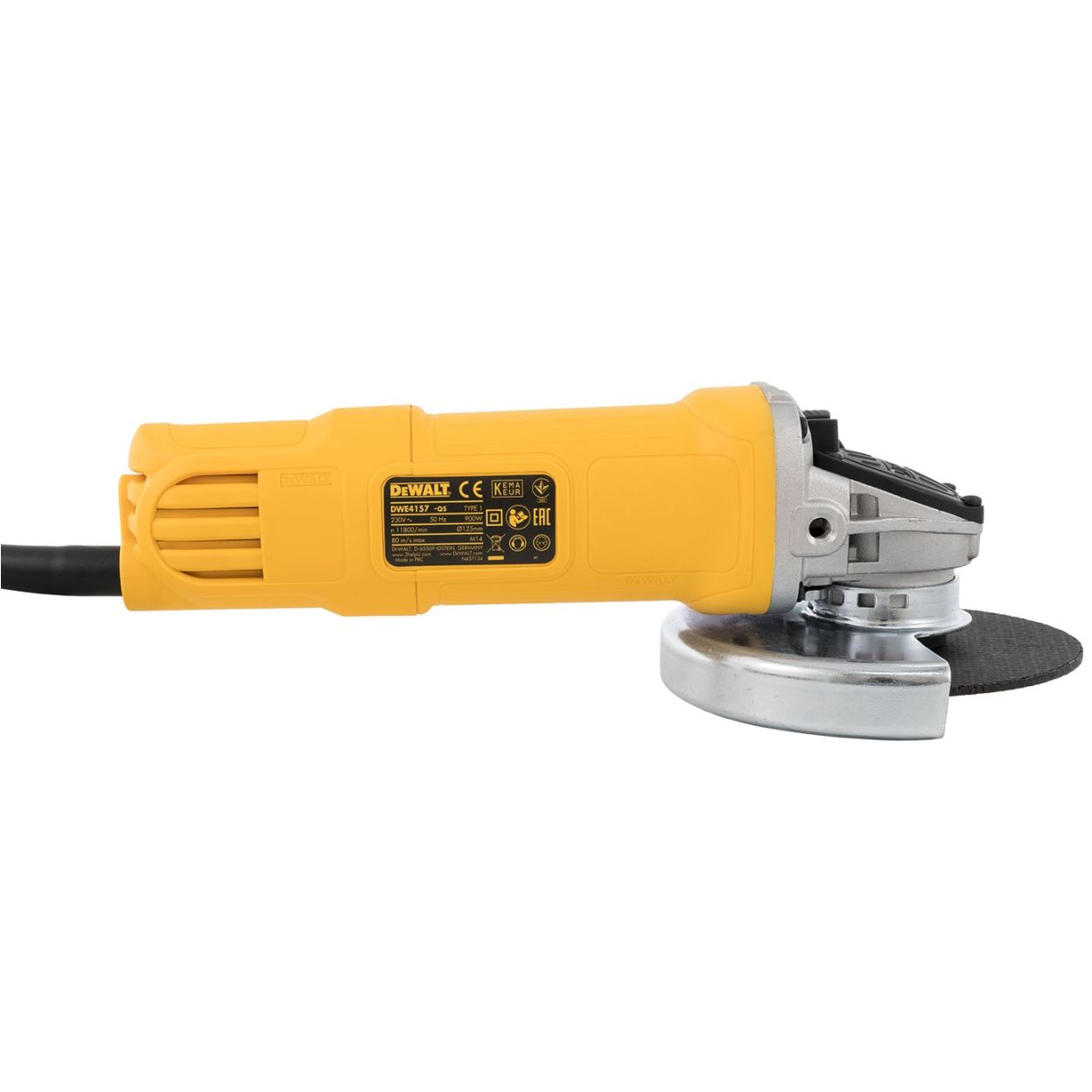 Угловая шлифмашина DEWALT DWE4157, 900 Вт, 125 мм, 11800 об/мин