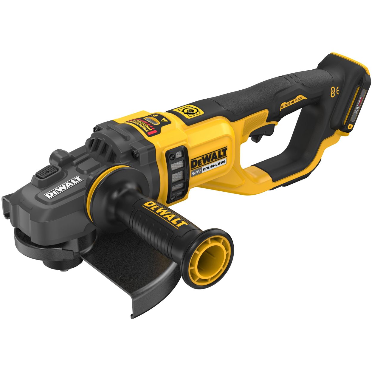 Аккумуляторная угловая шлифмашина DEWALT DCG460X2, 54 В, 230 мм, 6000 об/мин, с 2 АКБ 3 Ач и ЗУ, в кейсе (DCG460X2-QW)