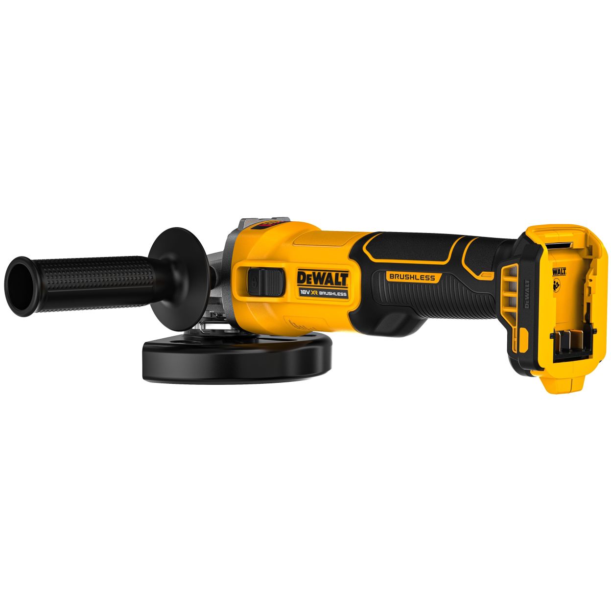 Аккумуляторная угловая шлифмашина DEWALT DCG407M2T, 18 В, 125 мм, 9000 об/мин, с 2 АКБ 4 Ач и ЗУ, в кейсе TSTAK (DCG407M2T-QW)
