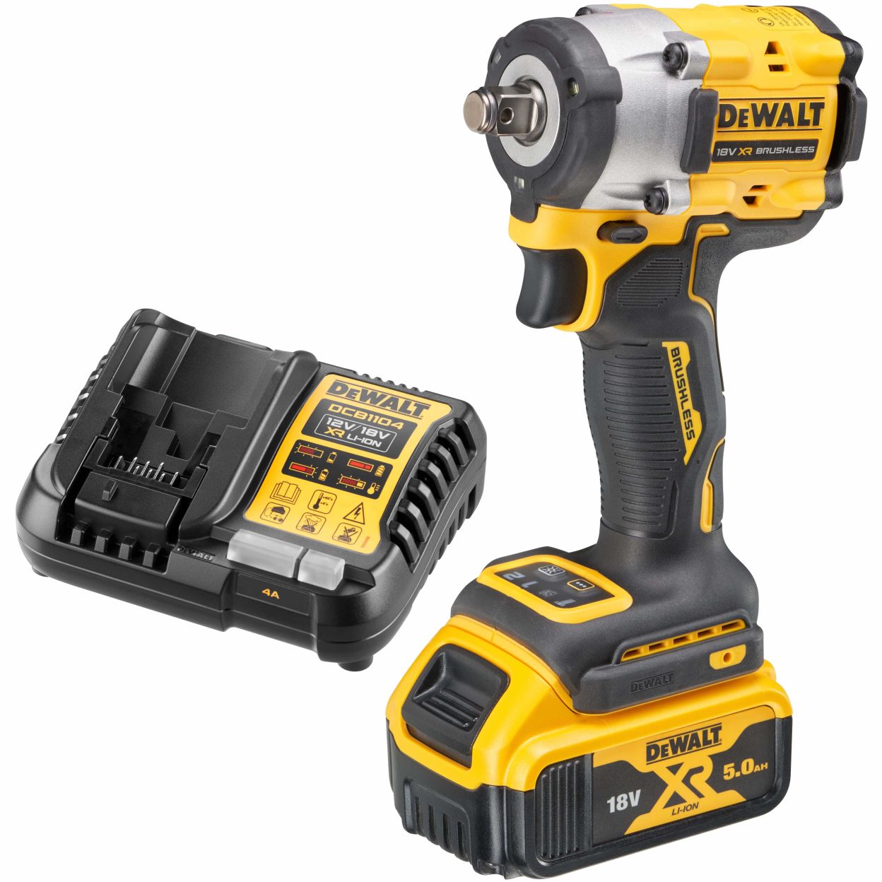 Аккумуляторный гайковерт DEWALT DCF921P1, 18 В, 610 Нм, 3550 уд/мин, с АКБ 5 Ач и ЗУ (DCF921P1N-XJ)