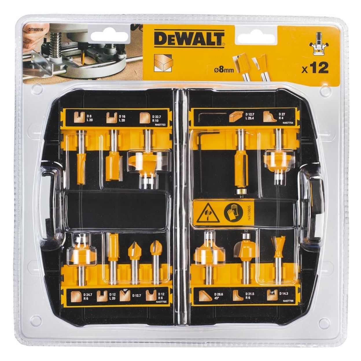 Набор фрез DEWALT DT90016, 12 шт.