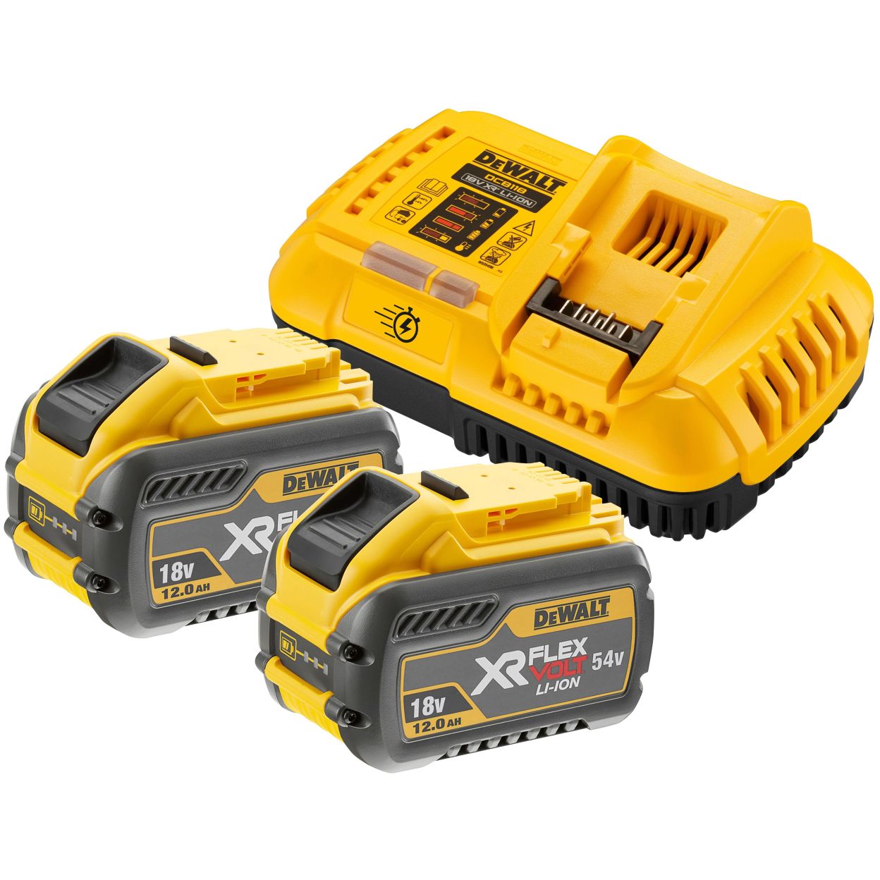 Набор DEWALT DCB118Y2T: 2 АКБ DCB548, Li-Ion, 18/54 В, 12/4 Ач и быстрое зарядное устройство DCB118, 18/54 В, 8 А, в кейсе TSTAK