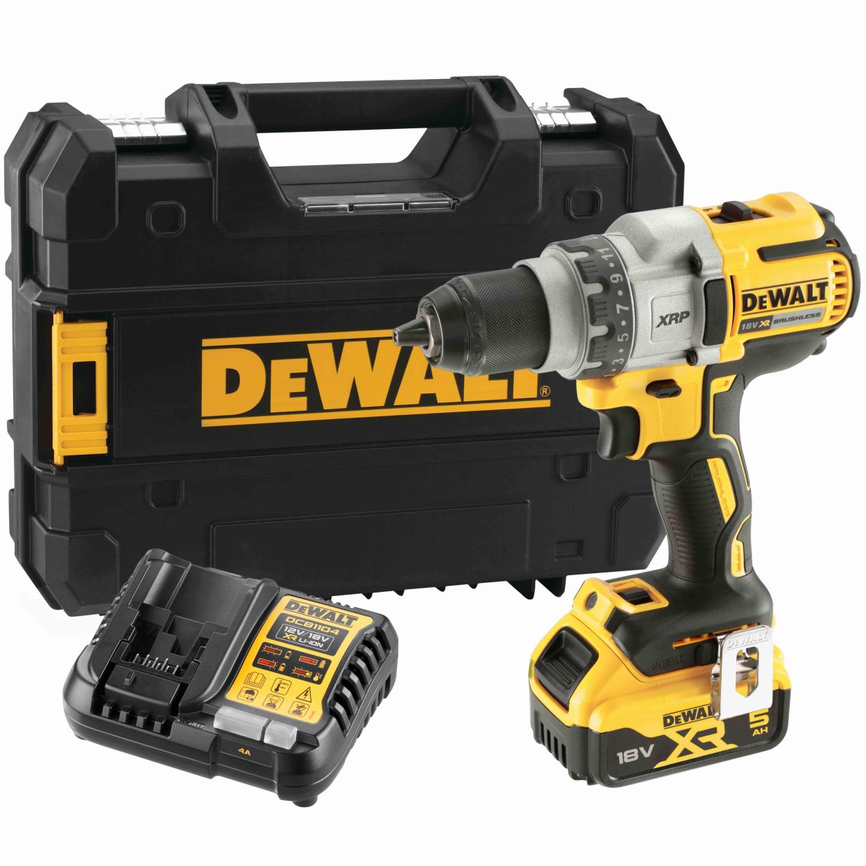Аккумуляторная дрель-шуруповерт DEWALT DCD991P1T, 18 В, 2000 об/мин, с АКБ 5 Ач и ЗУ, в кейсе TSTAK (DCD991P1NT-XJ)