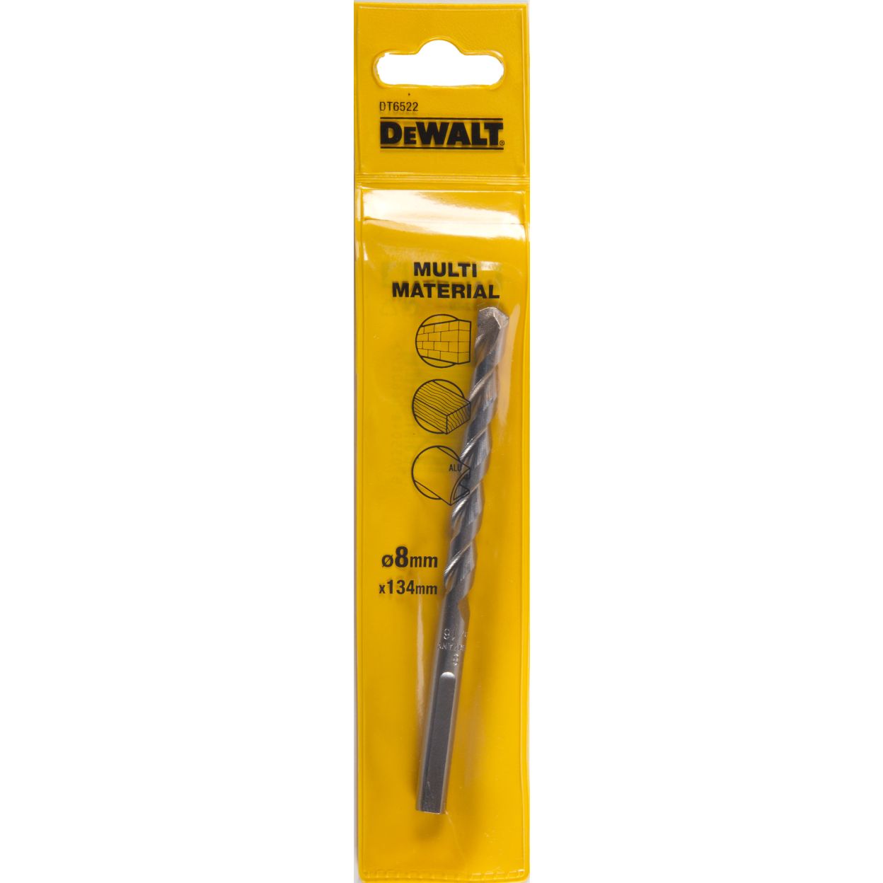 Сверло DEWALT DT6522, multimaterial универсальное TCT/HM 3 гранным хвостовиком, 8 x 134 x 104 мм