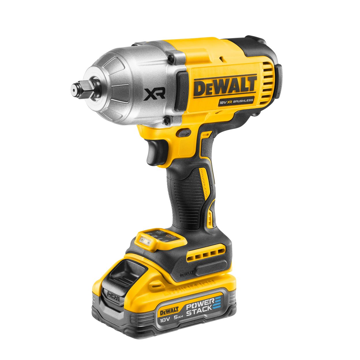 Аккумуляторный гайковерт DEWALT DCF900P2G, 18 В, 1898 Нм, 2200 уд/мин, с 2 АКБ 5 Ач и ЗУ, в кейсе (DCF900H2T-QW)