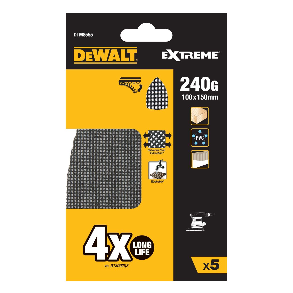 Сетчатые шлифлисты дельта DEWALT DTM8555, 100x150 мм, 240G, 5 шт. (DTM8555-QZ)