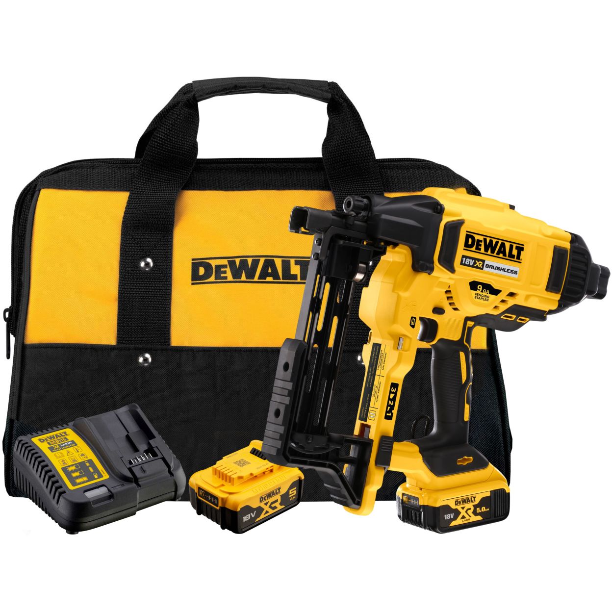 Аккумуляторный скобозабивной пистолет DEWALT DCN681N, 18 В, c 2 АКБ 5 Ач и ЗУ, в сумке (DCFS950P2-QW)