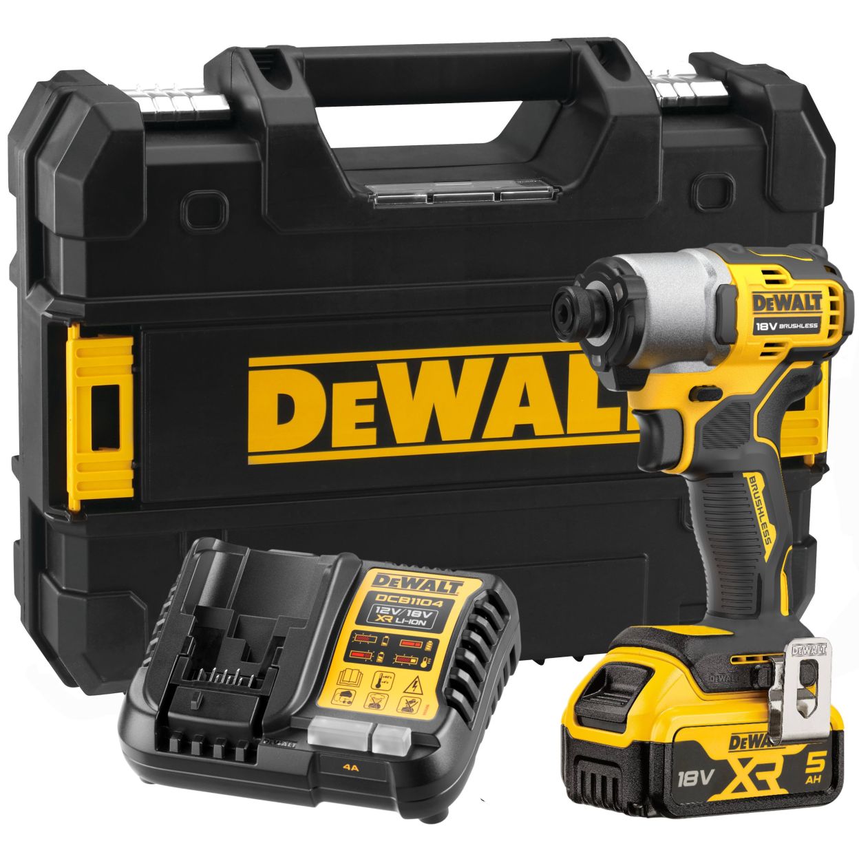 Аккумуляторный шуруповерт DEWALT DCF840P1T, 18 В, 192 Нм, 4200 уд/мин, с АКБ 5 Ач и ЗУ, в кейсе TSTAK (DCF840P1NT-XJ)