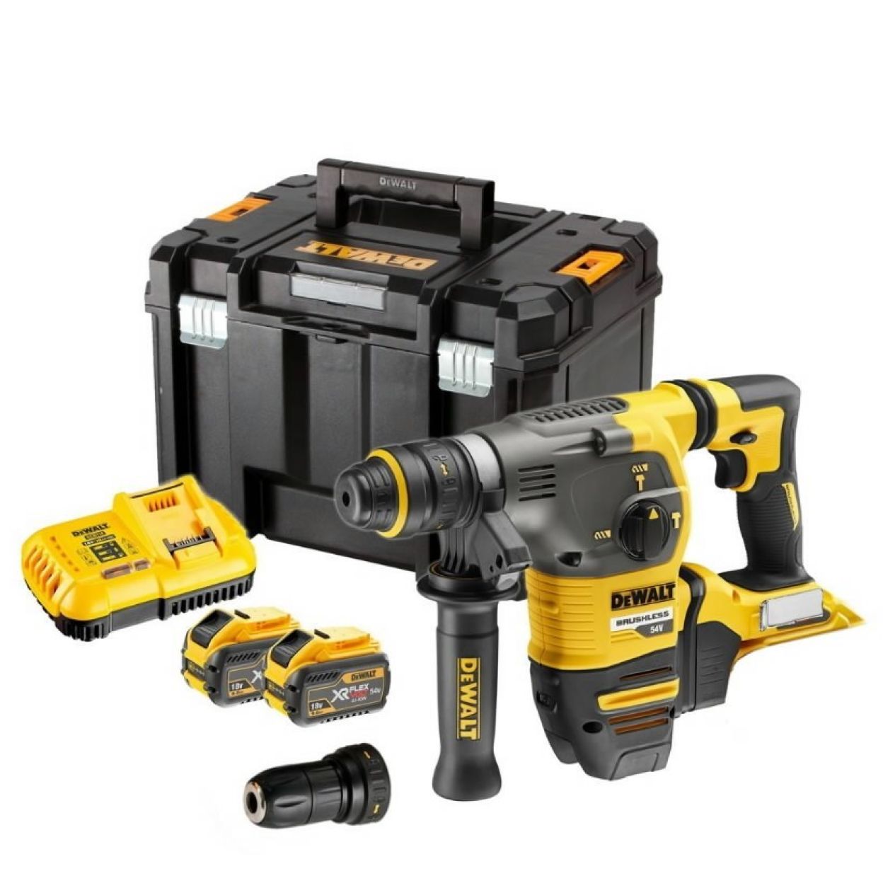 Аккумуляторный бесщеточный перфоратор DEWALT DCH334, SDS-plus, 54 В, XR, 2 Акб, ЗУ, кейс TSTAK