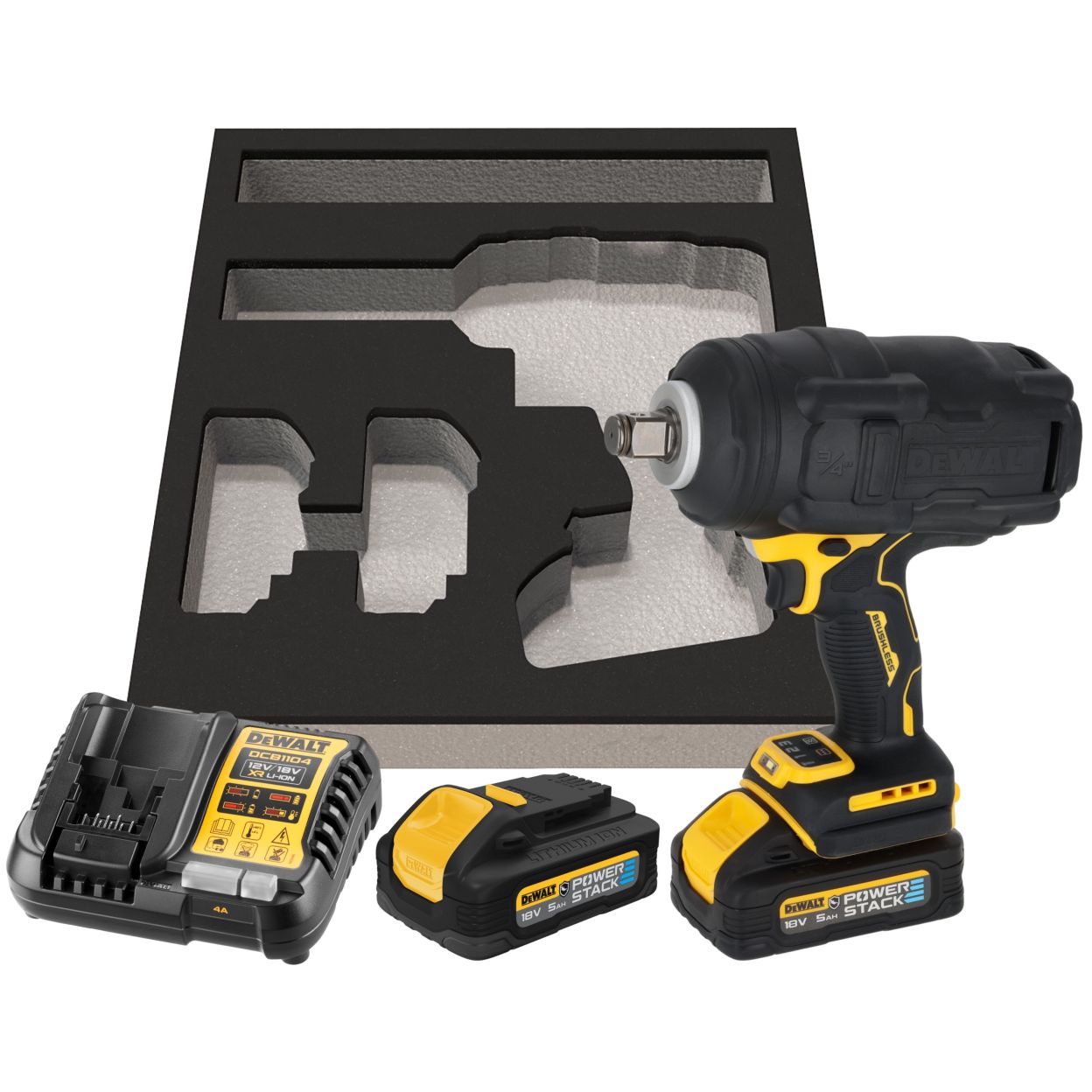 Аккумуляторный гайковерт DEWALT DCF964H2G, 18 В, 2576 Нм, 2015 уд/мин, с 2 АКБ 5 Ач и ЗУ, в чехле (DCF964H2G-QW)