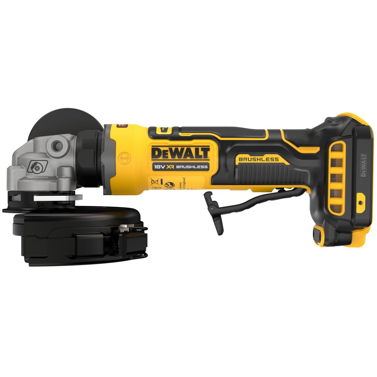 Аккумуляторная угловая шлифмашина DEWALT DCG404S2T, 18 В, 125 мм, 11000 об/мин, с 2 АКБ 3.5 Ач и ЗУ в кейсе TSTAK (DCG404S2T-QW)