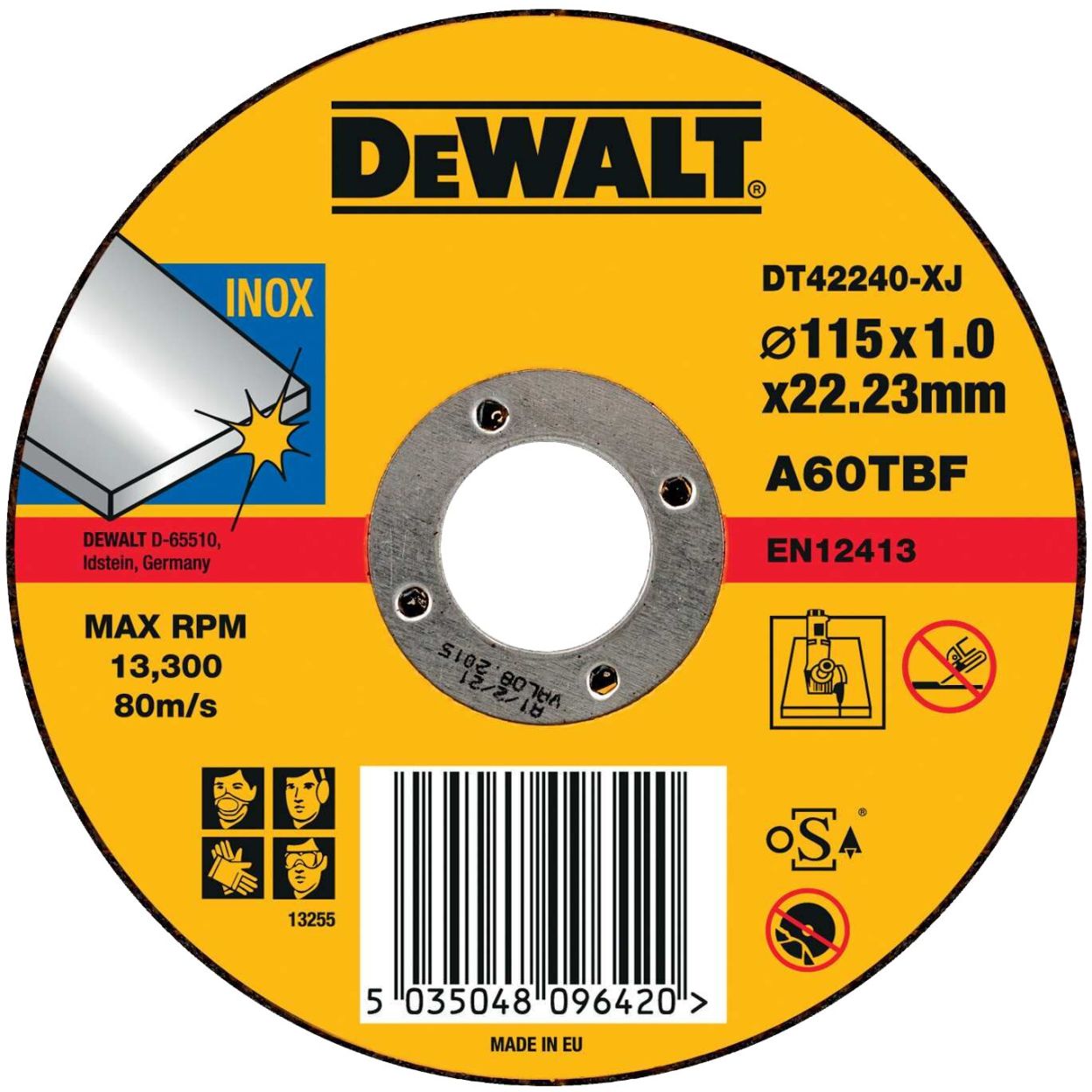 Отрезной диск DEWALT DT42240, по металлу, 115х22.23х1 мм, 20 шт. (DT42240-XJ-20)