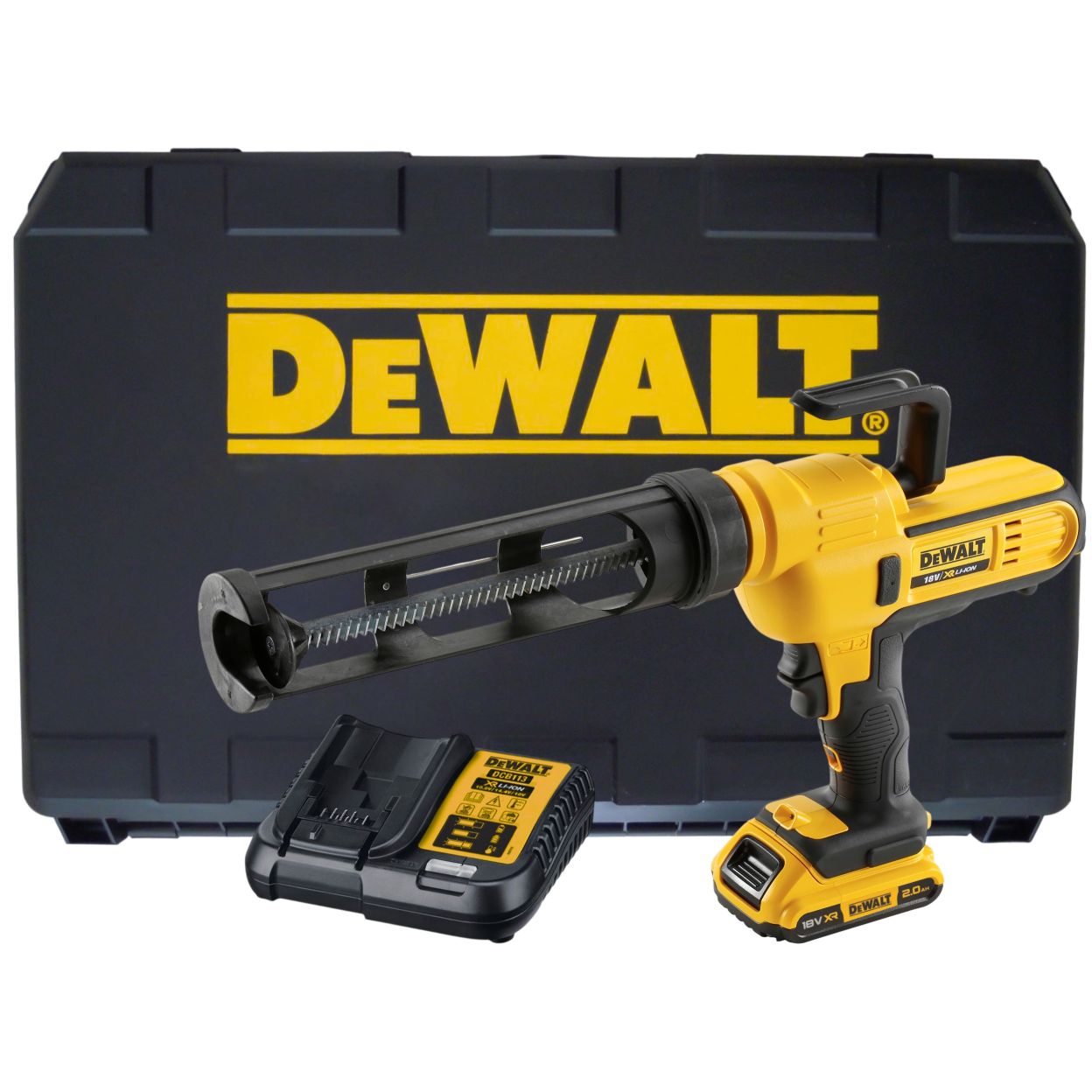 Аккумуляторный пистолет для герметика DEWALT DCE560D1, 18 В, c АКБ 2 Ач и ЗУ, в кейсе (DCE560D1-QW)