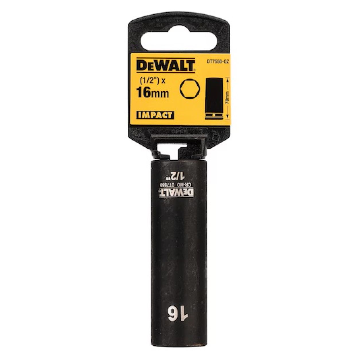 Ударная накидная головка DeWALT DT7550, длинная 16 MM 1/2