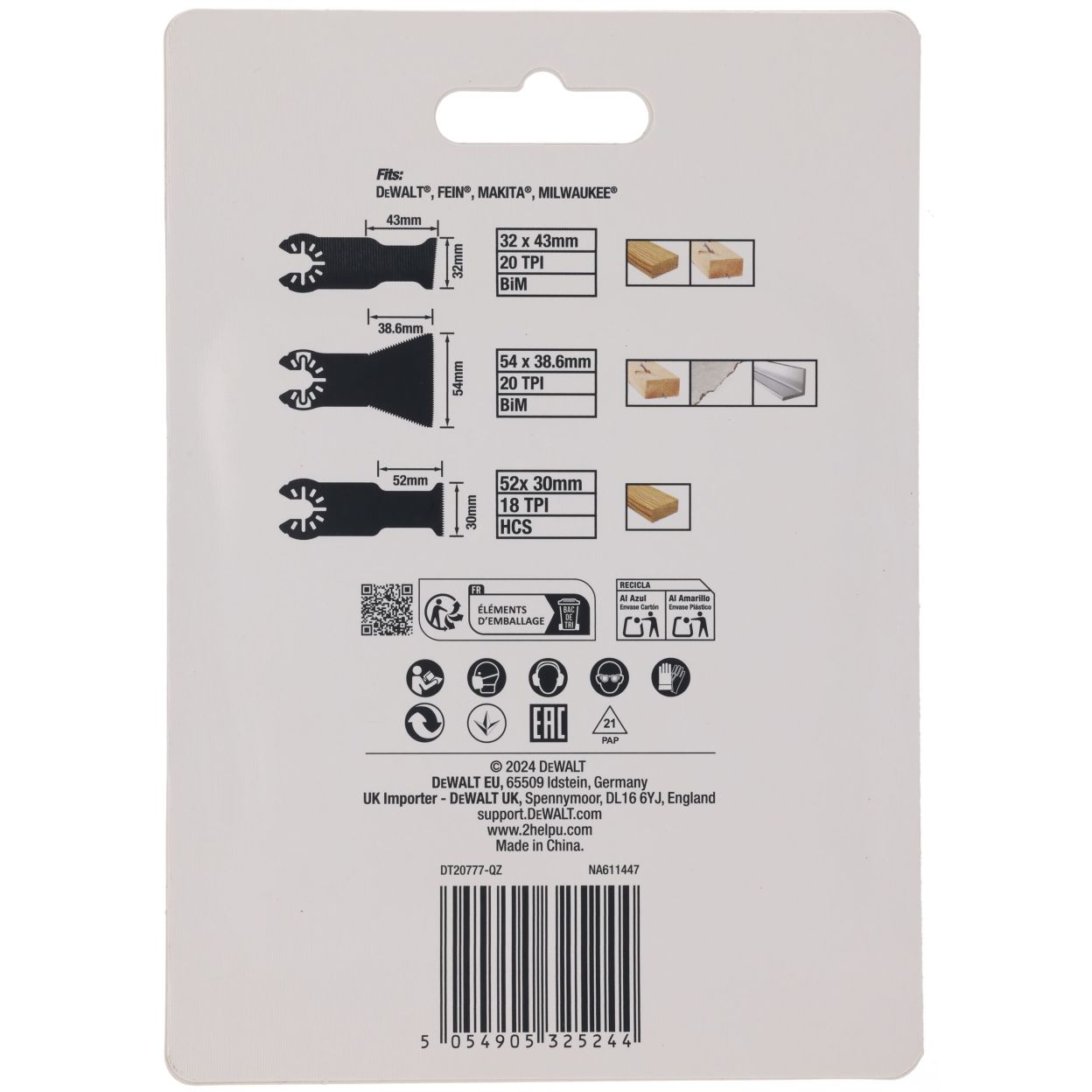 Набор пильных полотен DEWALT DT20777, для реноватора, 5 шт. (DT20761-QZ)