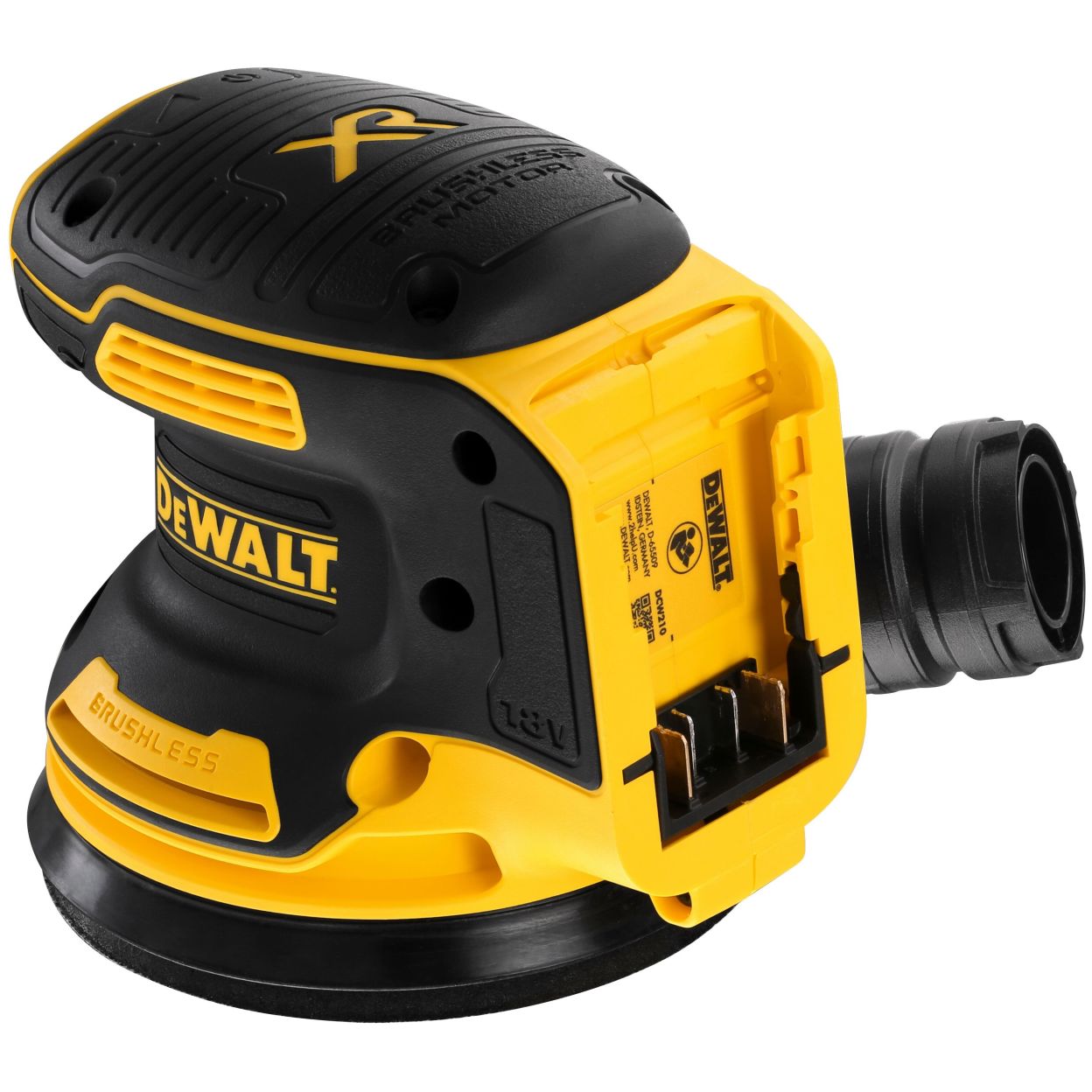 Аккумуляторная эксцентриковая шлифмашина DEWALT DCW210P1, 18 В, 125 мм, 12000 кол/мин, с АКБ 5 Ач и ЗУ