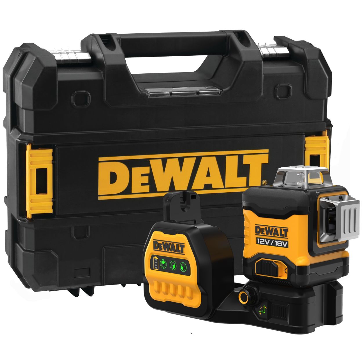 Аккумуляторный лазерный нивелир DEWALT DCE089NG18, 12/18 В, зеленый луч, 35 м, без АКБ и ЗУ, в кейсе TSTAK (DCE089NG18-XJ)