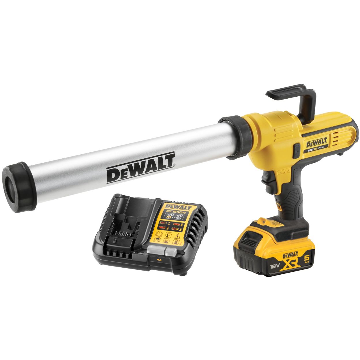 Аккумуляторный пистолет для герметика DEWALT DCE580P1, 18 В, с АКБ 5 Ач и ЗУ