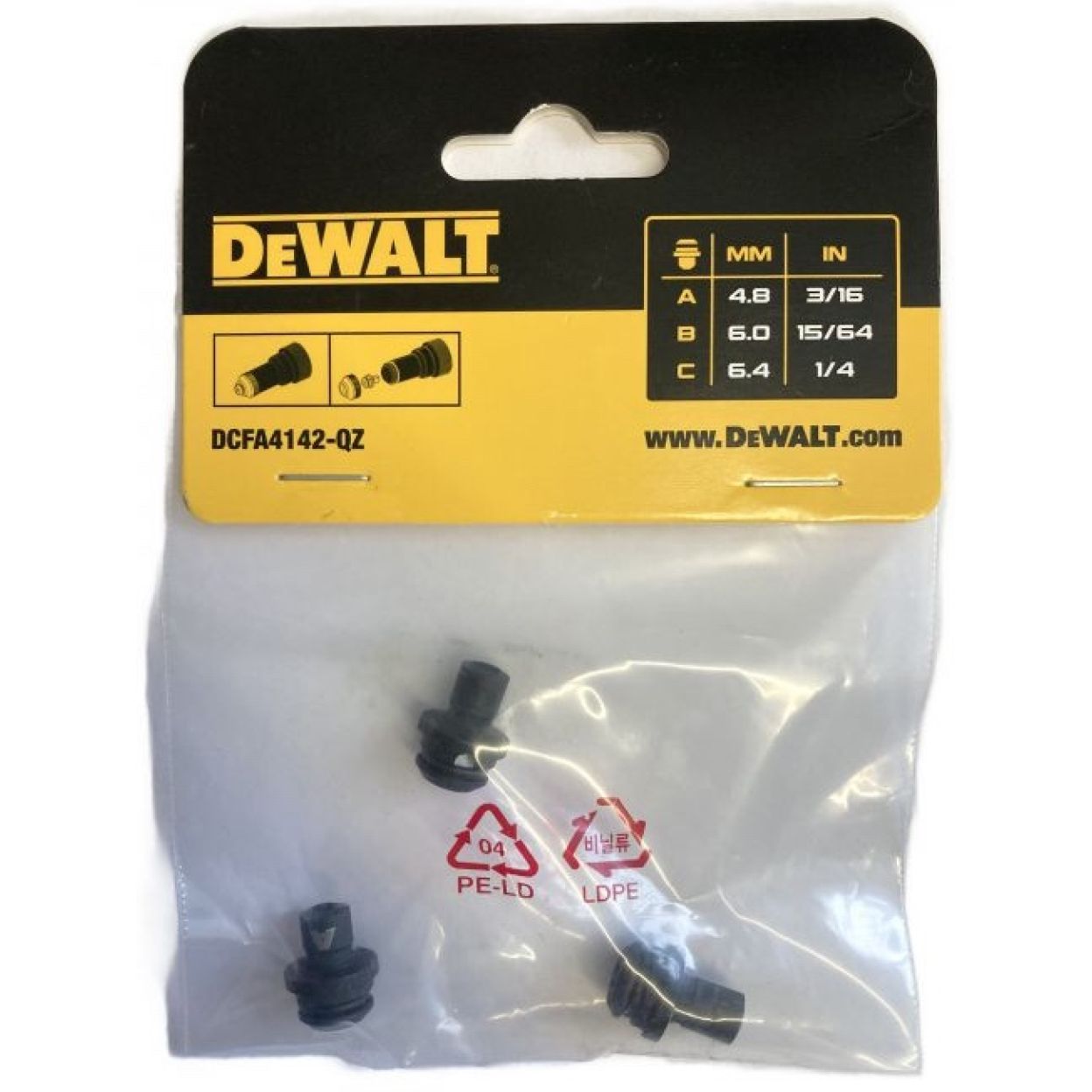 Набор носиков для заклепочного пистолета DEWALT DCFA4142, для DCF403, 4.8/6/6.4 мм, 3 шт.