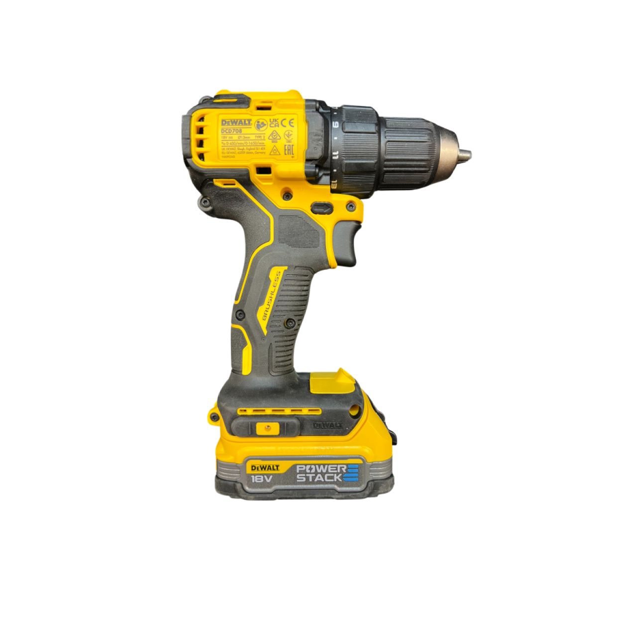 Аккумуляторная дрель-шуруповерт DEWALT DCD708L2T, 18 В, 1650 об/мин, с 2 АКБ 3 Ач и ЗУ, в кейсе TSTAK (УЦЕНЕННЫЙ ТОВАР) (DCD708L2T-QW/U)