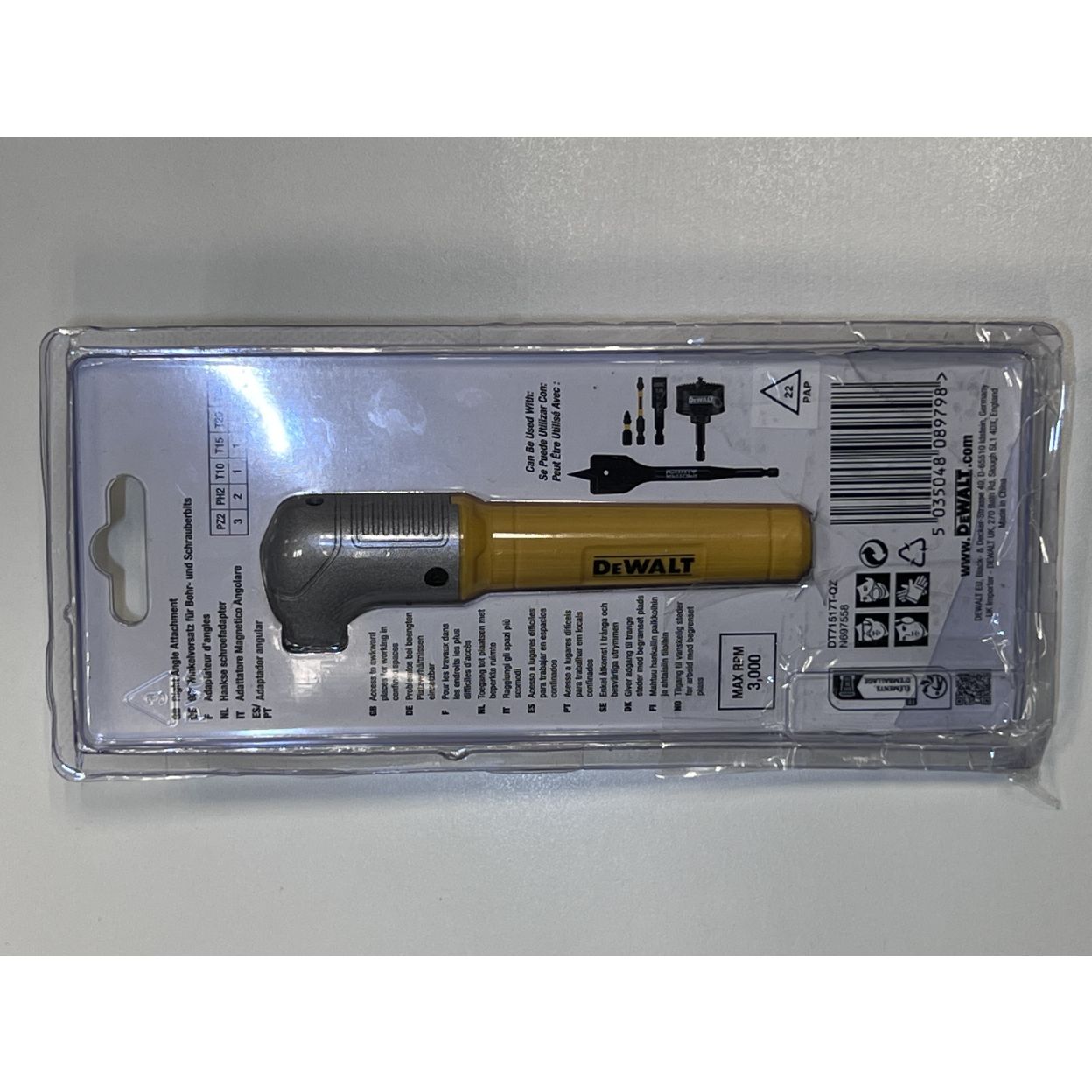 Угловая ударная насадка DEWALT DT71517T, с набором бит, 9 шт., уцененный товар