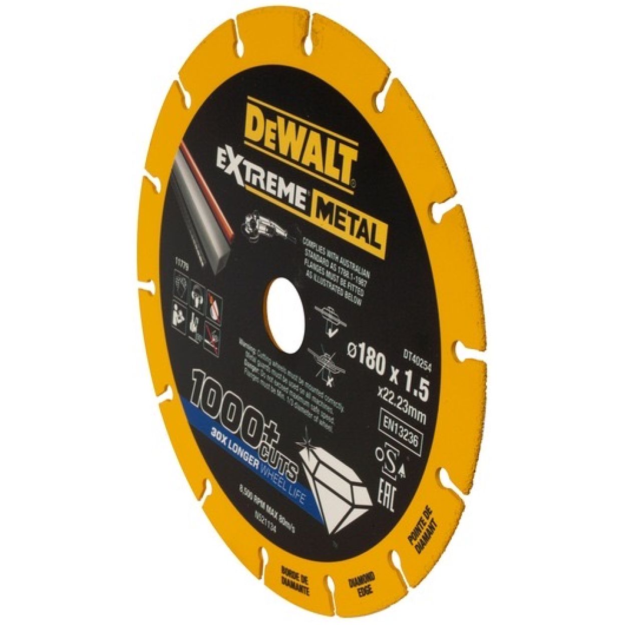 Диск алмазный DEWALT DT40254, по металлу, 180х22.23х1.5 мм, 1 шт. (DT40254-QZ)