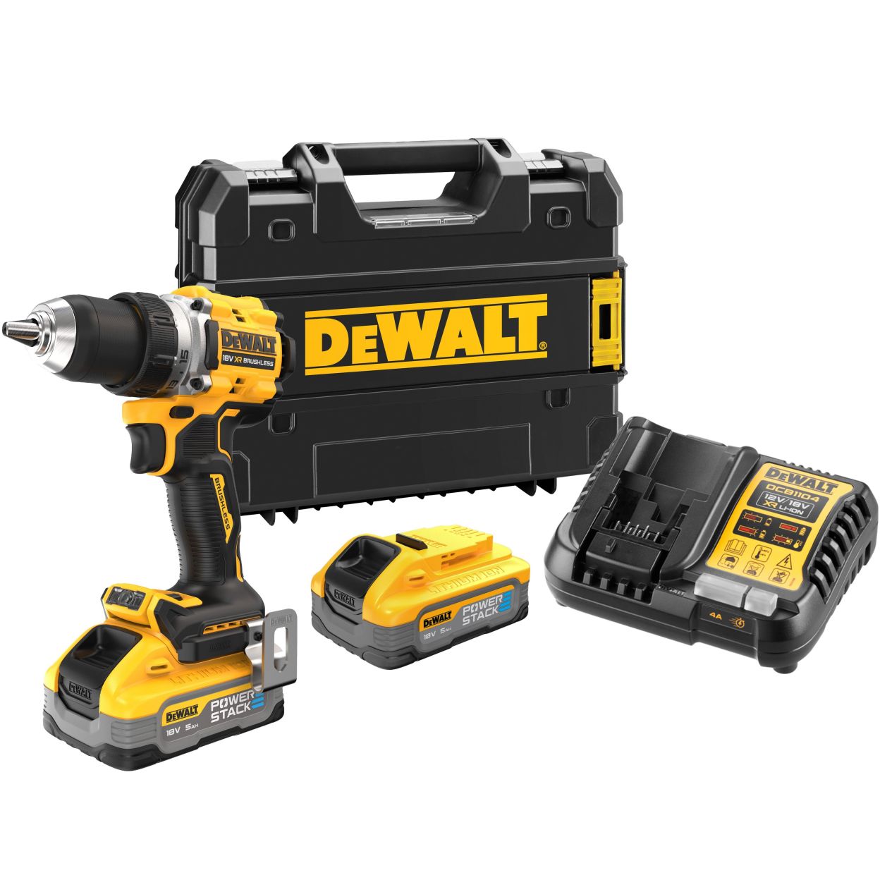 Аккумуляторная дрель-шуруповерт DEWALT DCD800H2T, 18 В, 2000 об/мин, с 2 АКБ 5 Ач и ЗУ, в кейсе TSTAK (DCD800H2T-QW)