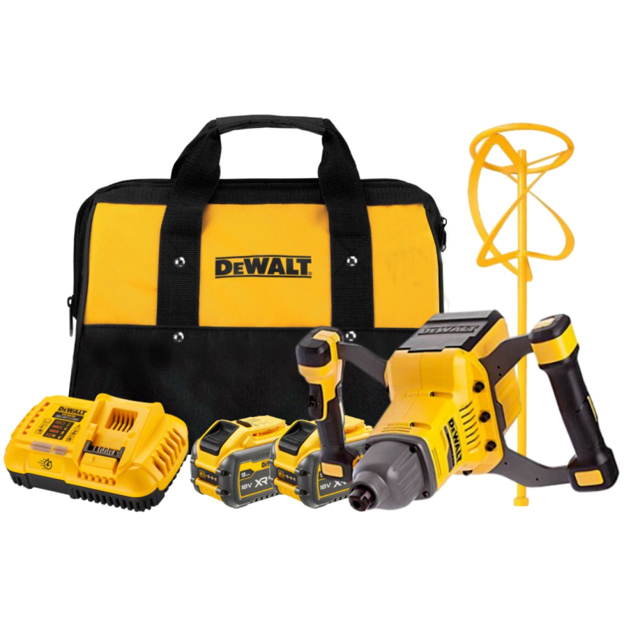 Аккумуляторная дрель-миксер DEWALT DCD240X2, 54 В, 725 об/мин, с 2 АКБ 3 Ач и ЗУ, в сумке (DCD240X2-QW)