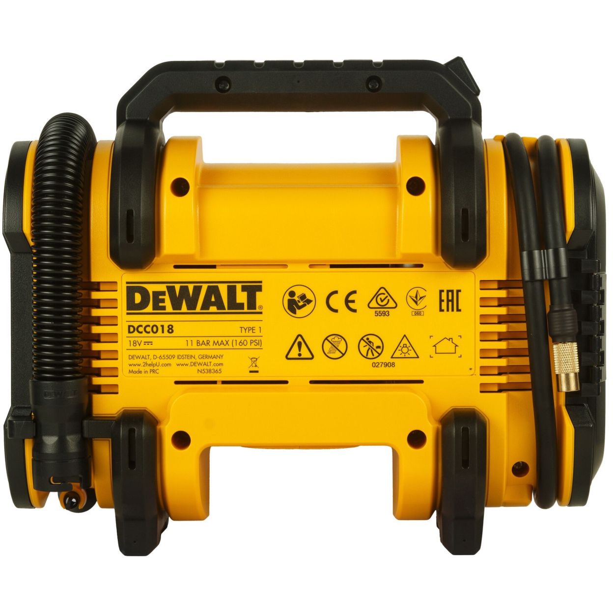 Аккумуляторный компрессор DEWALT DCC018P1, 18 В, 11 бар, 14.7 л/мин, с АКБ 5 Ач и ЗУ