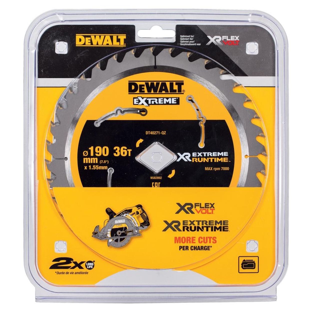 Пильный диск DEWALT XR EXTREME RUNTIME DT40271, 190x30мм, 36T