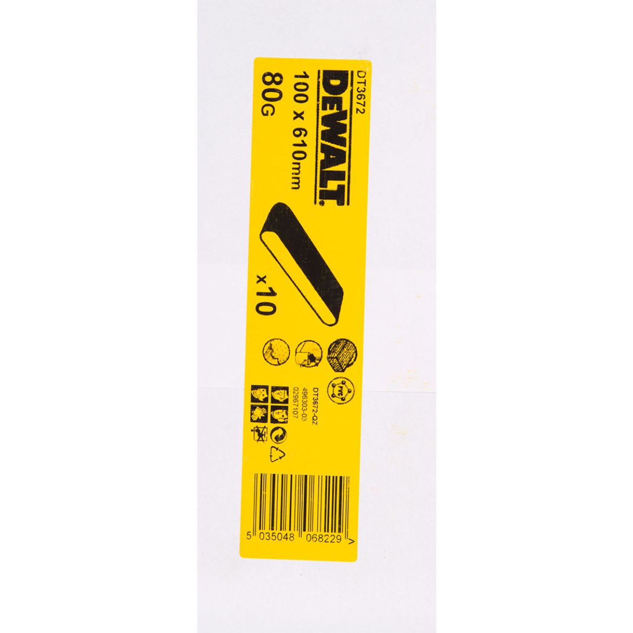 Шлифленты DEWALT DT3672, 100 x 610 мм, 80G, 10 шт.