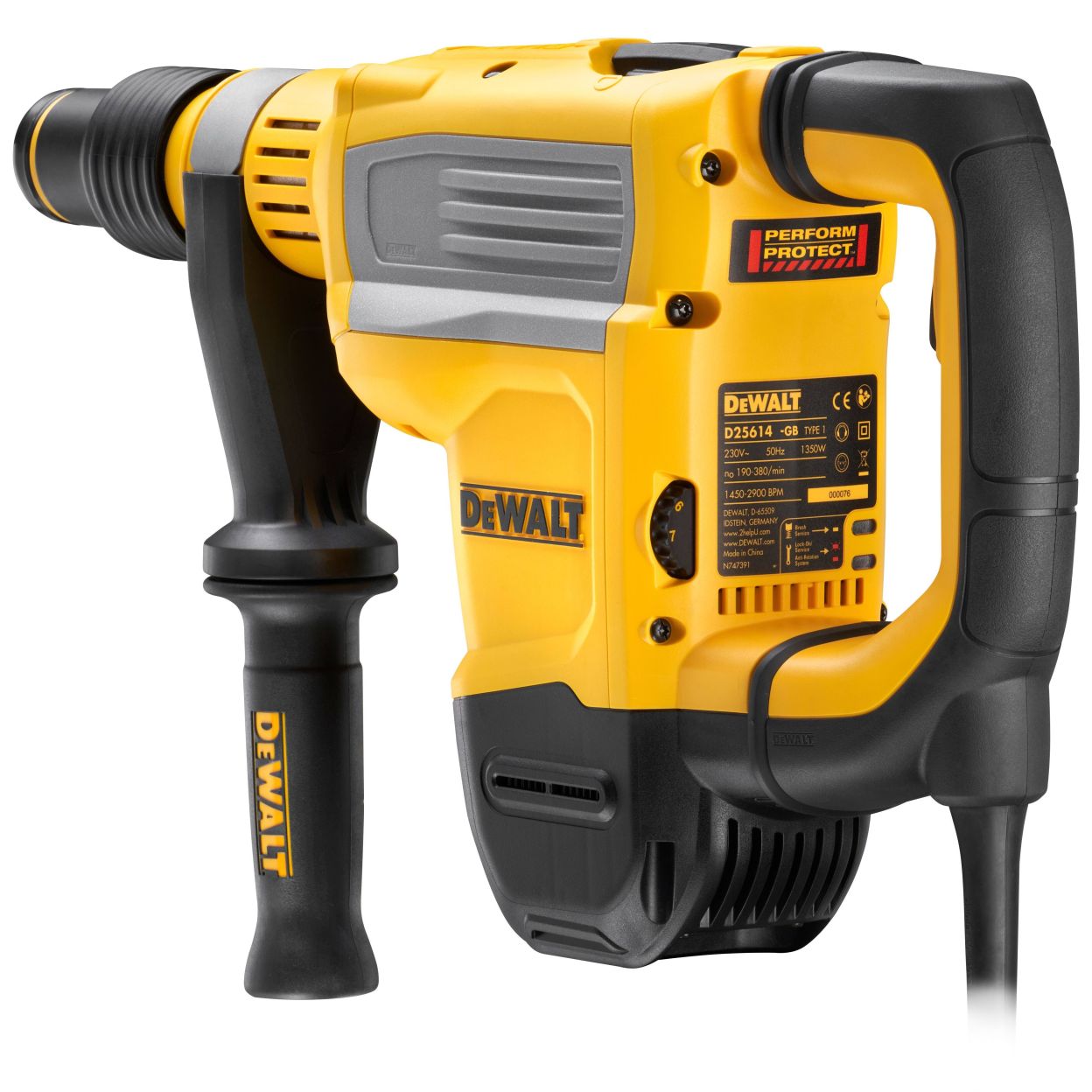 Перфоратор DEWALT D25614K, 1350 Вт, 10.5 Дж, 2900 уд/мин, в кейсе (D25614K-QS)