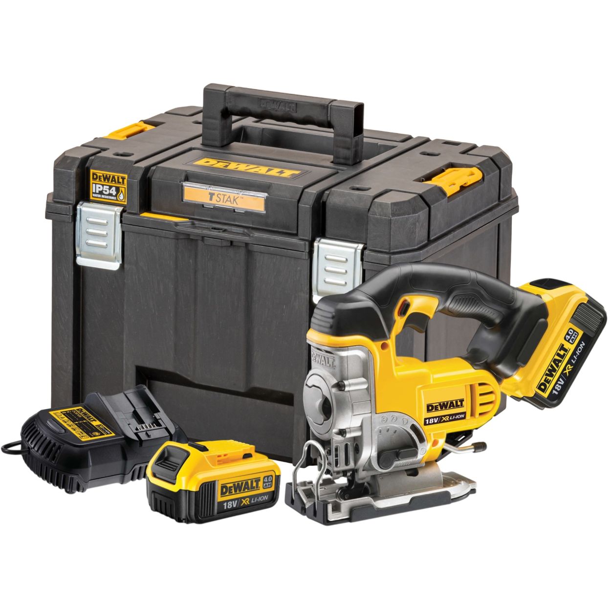 Аккумуляторный лобзик DEWALT DCS331M2, 18 В, 3000 ход/мин, 26 мм, с 2 АКБ 4 Ач и ЗУ, в кейсе TSTAK (DCS331M2-QW)