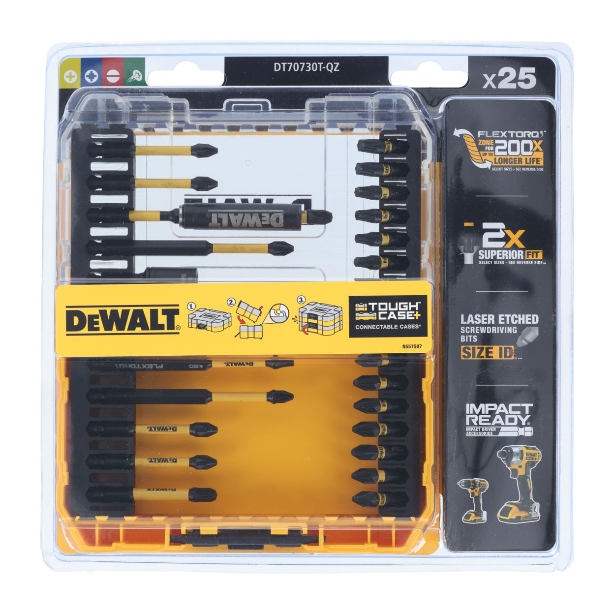 Набор бит DEWALT DT70730TPOS, PH/PZ/SL/Torx, 25/57/89 мм, 25 шт., в кейсе (DT70730TPOS-QZ)