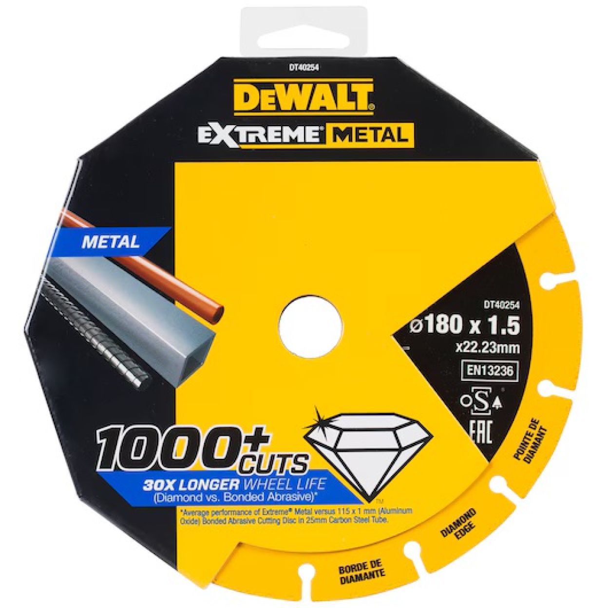Диск алмазный DEWALT DT40254, по металлу, 180х22.23х1.5 мм, 1 шт. (DT40254-QZ)