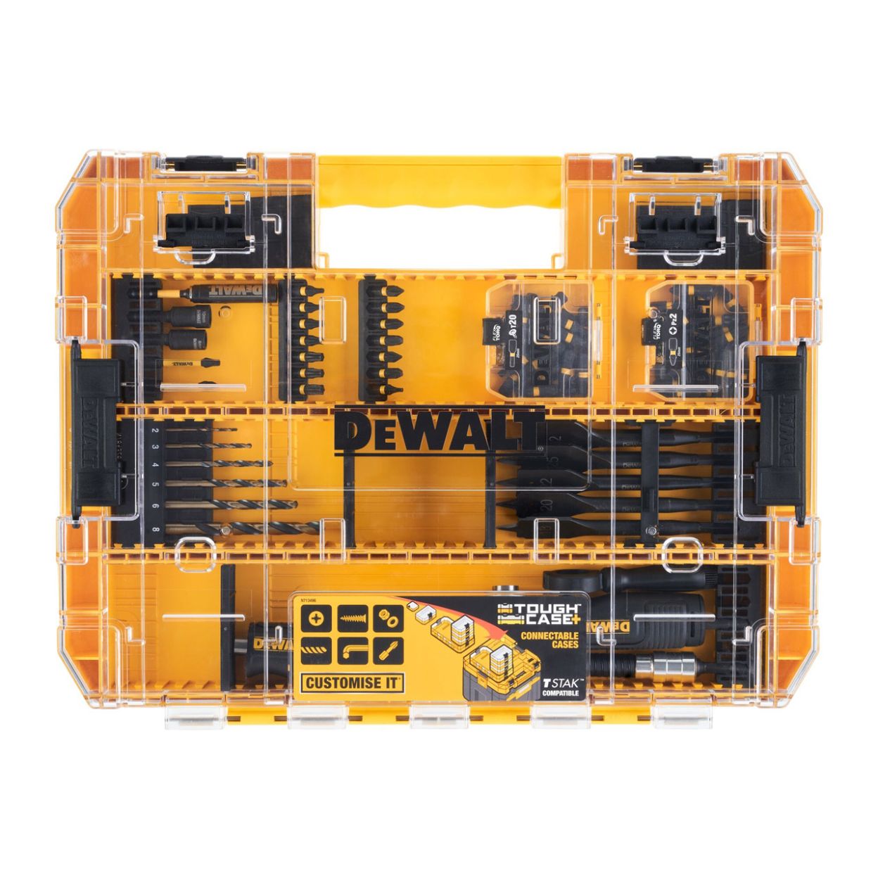 Набор насадка угловая, сверла и биты DEWALT FLEX TORQ DT70776, 85 предметов в пластиковом боксе TSTAK