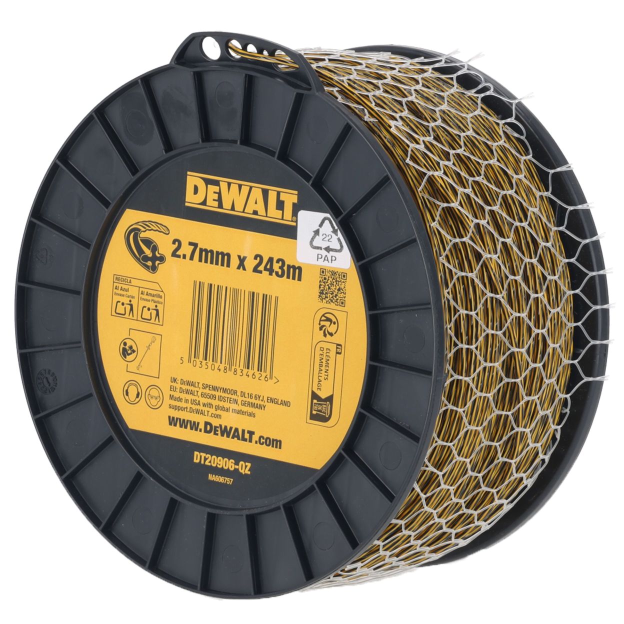 Леска для триммера DEWALT DT20906, витой квадрат, 2.7 мм, 243 м (DT20906-QZ)