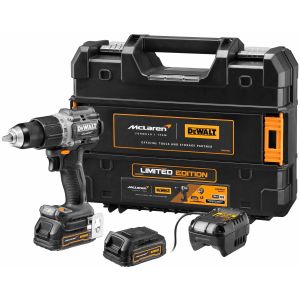 Ударная дрель-шуруповерт DEWALT McLaren Limited Edition DCD85ME2GT, 18 В, 2000 об/мин, с 2 АКБ 1.7 Ач и ЗУ, в кейсе TSTAK