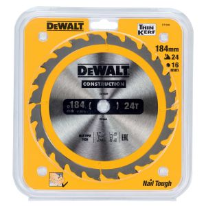Диск пильный по дереву DEWALT CONSTRUCTION, 184х16х1.2 мм (DT1939-QZ)