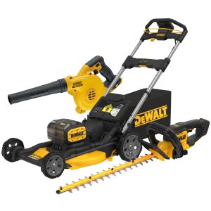 Аккумуляторный набор садовой техники DEWALT, 18 В: газонокосилка DCMWP134 + кусторез DCMHT564 + воздуходувка DCV100, без АКБ без ЗУ