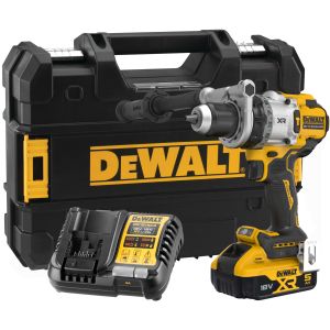 Ударная дрель-шуруповерт DEWALT DCD1007P1T, 18 В, 2250 об/мин, 38250 уд/мин, с АКБ 5 Ач и ЗУ, в кейсе TSTAK (DCD1007P1NT-XJ)