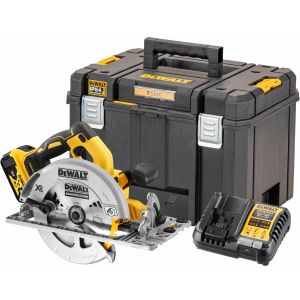 Аккумуляторная дисковая пила DEWALT DCS572P1T, 18 В, 184 мм, 5500 об/мин, с АКБ 5 Ач и ЗУ, в кейсе TSTAK (DCS572P1NT-XJ)