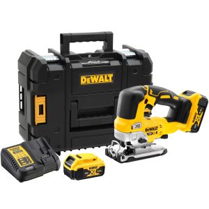 Аккумуляторный лобзик DEWALT DCS334P2, 18 В, 3200 ход/мин, 26 мм, с 2 АКБ 5 Ач и ЗУ, в кейсе TSTAK (DCS334P2-QW)