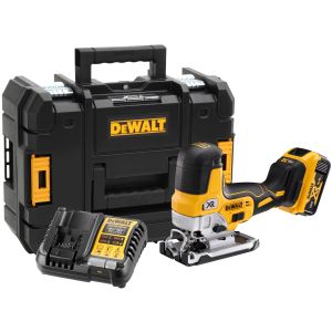 Аккумуляторный лобзик DEWALT DCS335P1T, 18 В, 3200 ход/мин, 26 мм, с АКБ 5 Ач и ЗУ, в кейсе TSTAK (DCS335P1NT-XJ)
