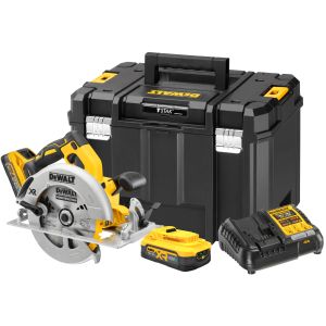 Аккумуляторная дисковая пила DEWALT DCS570H2T, 18 В, 184 мм, 5500 об/мин, с 2 АКБ 5 Ач и ЗУ, в кейсе TSTAK (DCS570H2T-QW)