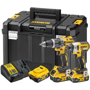 Аккумуляторный набор DEWALT DCK266P3T, 18 В: дрель-шуруповерт DCD796 + шуруповерт DCF887, с 3 АКБ 5 Ач и ЗУ, в кейсе TSTAK