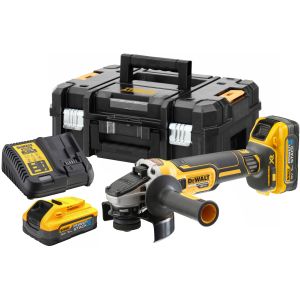 Аккумуляторная угловая шлифмашина DEWALT DCG405H2T, 18 В, 125 мм, 9000 об/мин, с 2 АКБ 5 Ач и ЗУ, в кейсе TSTAK (DCG405H2T-QW)